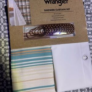Wrangler Striped Shower Curtain Set with Hooks